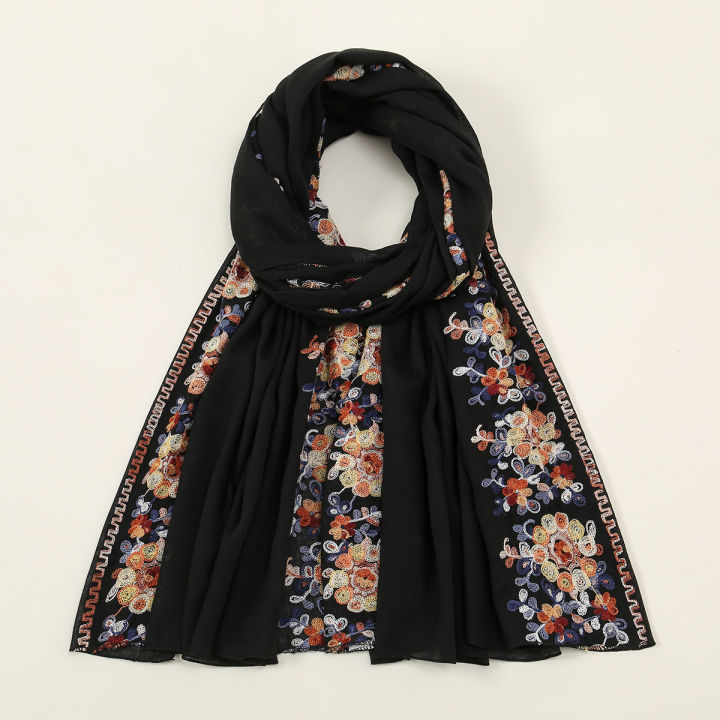 Soft%20Cotton%20Hijab%20Scarf%20Embroidery%20Floral%20Shawls%20For%20Women%20Muslim%20Solid%20Pashmina%20Autumn%20Wraps%20Headband%202023%20New%20Design%20180*90cm%20-%20Image%203