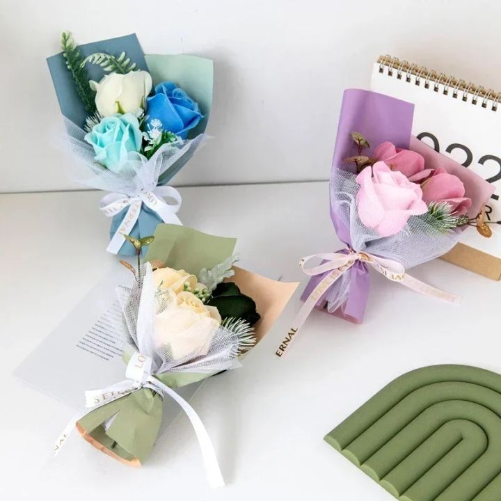 Mini Artificial Flower Bouquet Graduation Flower Bouquet Creative Handicraft Gift Room Decor Tulipanes Valentine's Day gift