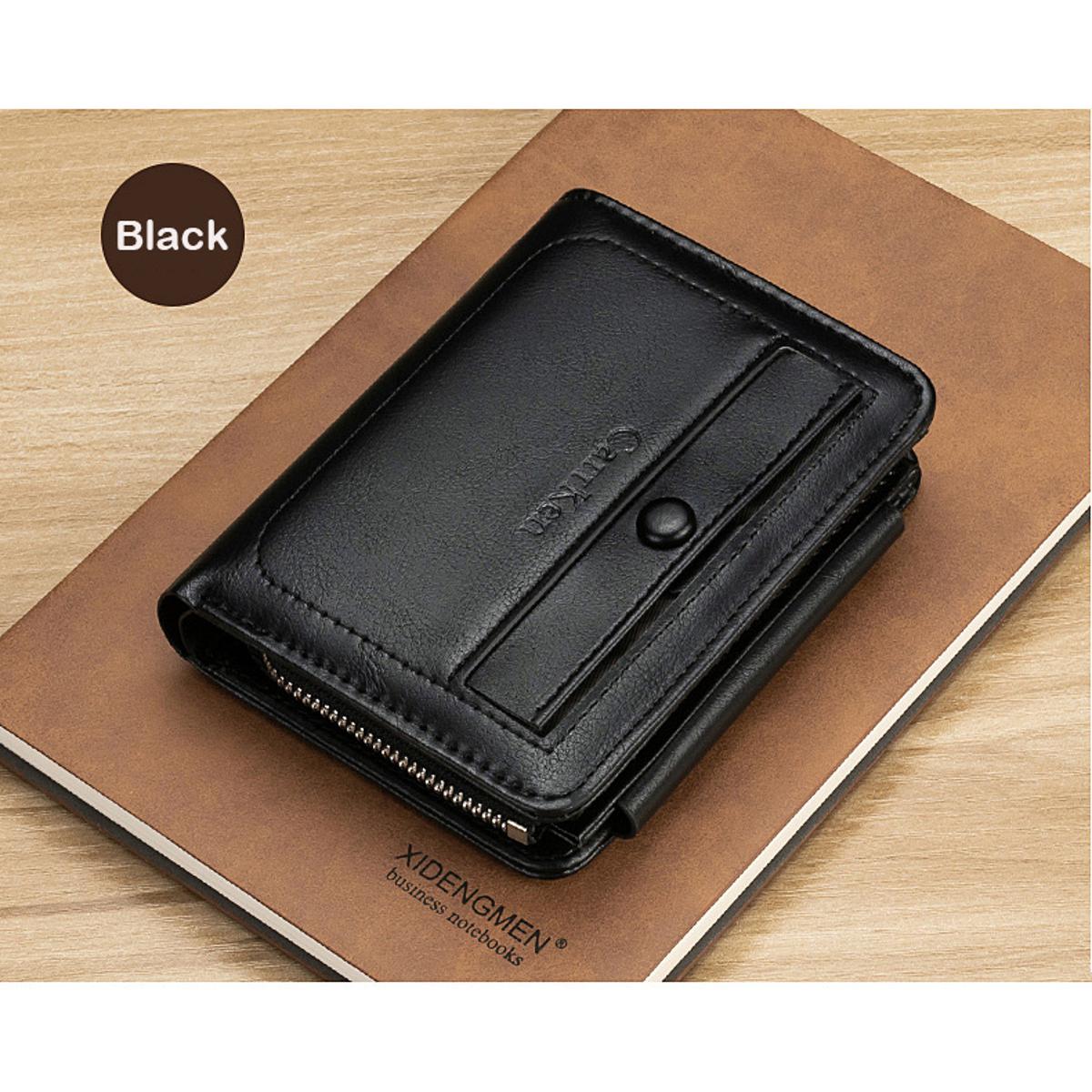 High Quality New Fashion Retro PU Leather Short Wallet Men 3 Fold Card Holder Multi-card Coin Purse