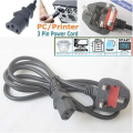 3 Pin UK Desktop Power Cord 1.5M with Fused for Desktop PC LCD Monitor Laptop Printer Power Supply Cord Cable Wire. 