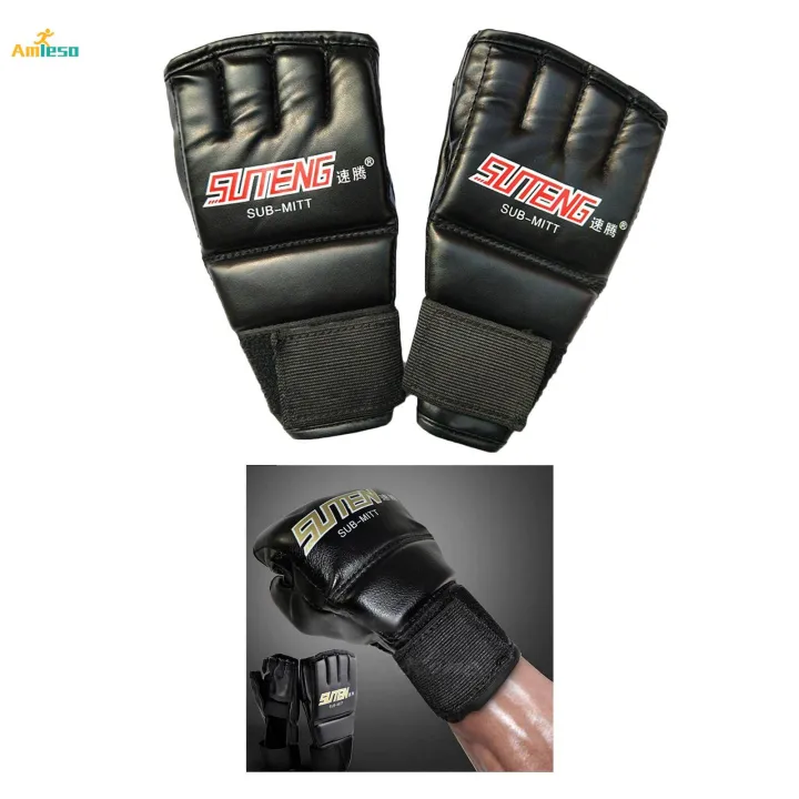 MMA%20Half%20Finger%20Boxing%20Fight%20Gloves%20Mitts%20for%20Sparring%20Punching%20Bag%20Training%20-%20for%20Adults%20Black%203%20-%20Image%206