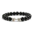 Black Weathered Wristband Adjustable Barcelets For Women Men Beads Bracelet Dumbbell Mens Fashion Yoga Jewelry Original Bangles.