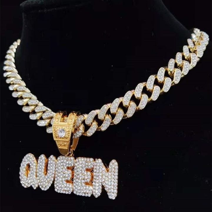 Men%20Women%20Hip%20Hop%20KING%20QUEEN%20Letter%20Pendant%20Necklace%20with%2013mm%20Miami%20Cuban%20Chain%20Iced%20Out%20Bling%20HipHop%20Necklaces%20Fashion%20Jewelry%20-%20Image%204