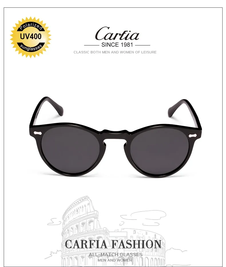 Carfia Polarized Sunglasses Classical Brand Designer Gregory Peck