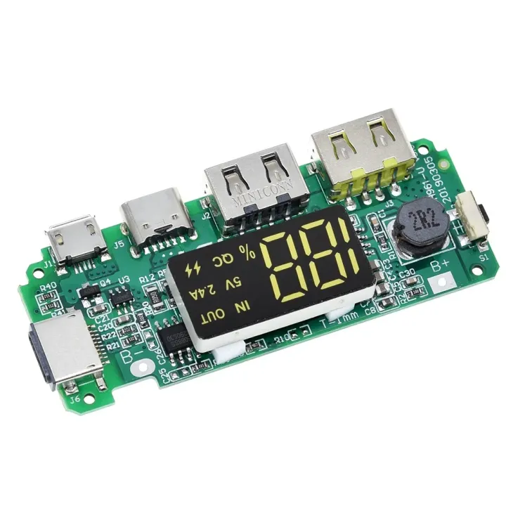Usb Powered Display Module LED digital screen display Dual USB 5V 2.4A Type-C/Micro USB Power Bank ...