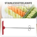 New Vegetable Fruit Spiral Twist Knife Stainless Steel Manual Spiral Carving Cutter Kitchen Tray Decoration Vegetable Knife Spiral Carving Tool Red. 