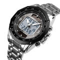 SKMEI Men Fashion Watches Solar Stainless Steel Watch Chrono Dual Display Waterproof Business Wristwatches 1493. 