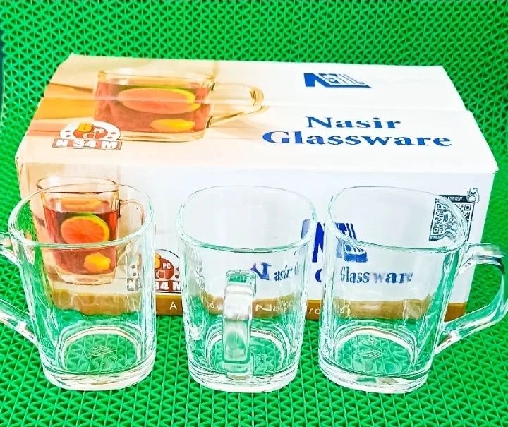 6 Pieces Tea Cup Set - Transparent - Enjoy Tea Time With This Elegant Transparent Cup Set Model N34M