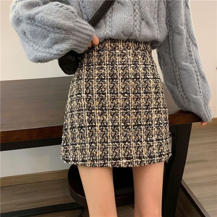 Vintage%20Plaid%20Tweed%20Skirts%20Thicken%20Women%202022%20Winter%20Elegant%20Single-Breasted%20Short%20Mini%20Skirt%20High%20Waist%20Female%20A-line%20Skirt%20-%20Image%207
