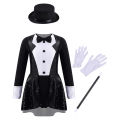 iEFiEL Kids Girls Magician Costume Halloween Cosplay Party Outfit Long Sleeve Leotard Dress with Hat Magic Wand Gloves Set. 