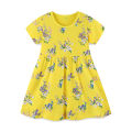 GC Girl Summer Casual Dress Children's Cotton Round Neck Short Sleeves Flower Printed Princess Dress. 