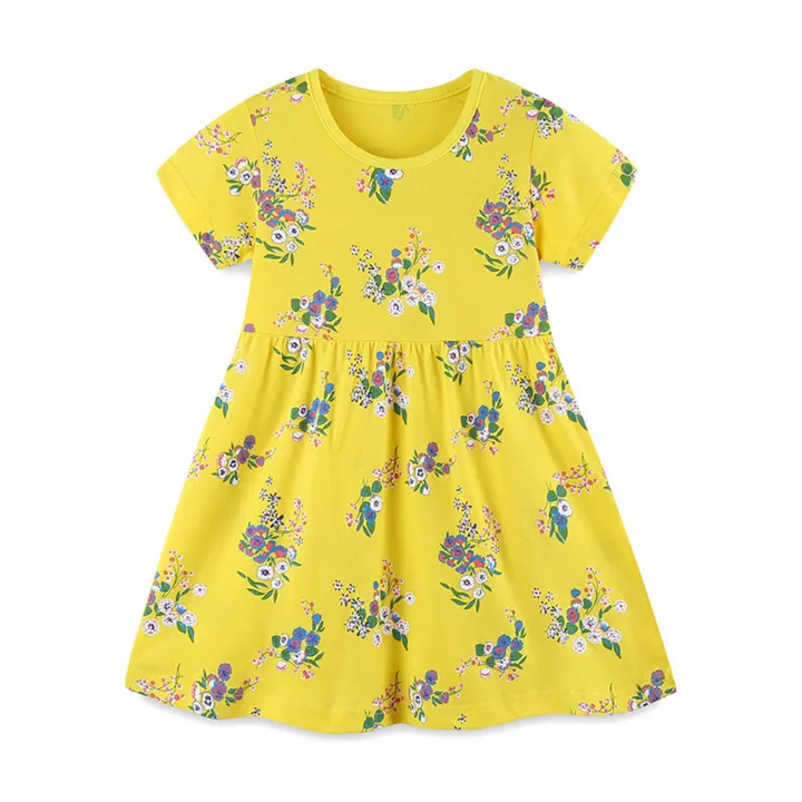 GC%20Girl%20Summer%20Casual%20Dress%20Children's%20Cotton%20Round%20Neck%20Short%20Sleeves%20Flower%20Printed%20Princess%20Dress%20-%20Image%208