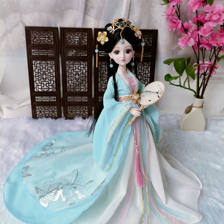 CUANFEN%201/6%20BJD%20Chinese%20Ancient%20Doll%20Hanfu%20Clothes%20Trailing%20Skirt%20Headdress%20Fairy%20Princess%20Doll%20Chinese%20Drama%20Doll%20Toys%20for%20Girls%20-%20Image%202