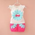 Summer Cute Cartoon 2PCS Kids Baby Girls Floral T-shirt Top Shorts Pants Set Clothes Girls Clothing Sets. 