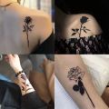 6pc/Lot Black Rose Temporary Tattoo Stickers Female Gothic Waterproof y Fashion Back Art Fake Tattoo Arm Leg Clavicle Tattoo. 