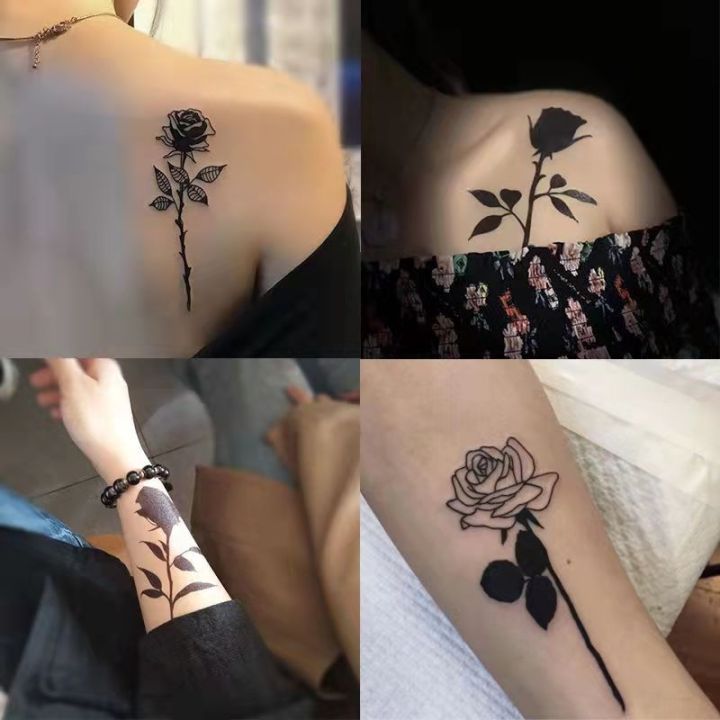 6pc/Lot Black Rose Temporary Tattoo Stickers Female Gothic Waterproof y Fashion Back Art Fake Tattoo Arm Leg Clavicle Tattoo