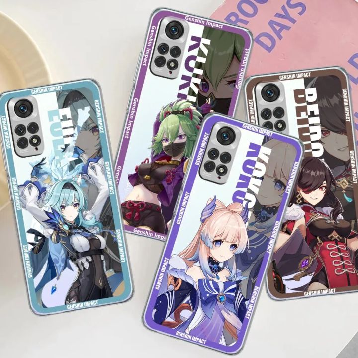 Genshin Impact Eula Kokomi Case for Xiaomi Redmi Note 12 11 10 9 8 Pro 9S K40 8T 7 12C 10C 10 9 9C 9A 11T Soft Shell Phone Cover