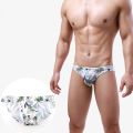 Fashion Summer Men Print Briefs Swim Trunks Swimming Pants Low Waist Swimsuit Hot Spring Tight Elastic Triangle Briefs. 
