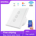 SMATRUL - WiFi Fan Ceiling Touch Switch - Timer Control Regulator Switch - 110 220V - work for Alexa/Google Home.