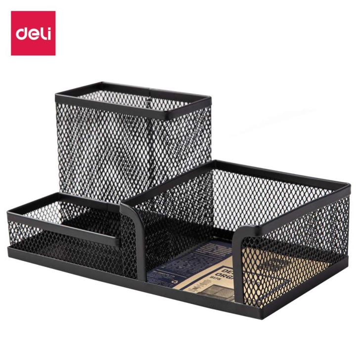 Deli E9175 Versatile Pen Stand (Black) – Desk Organizer for Office, School & Home Use