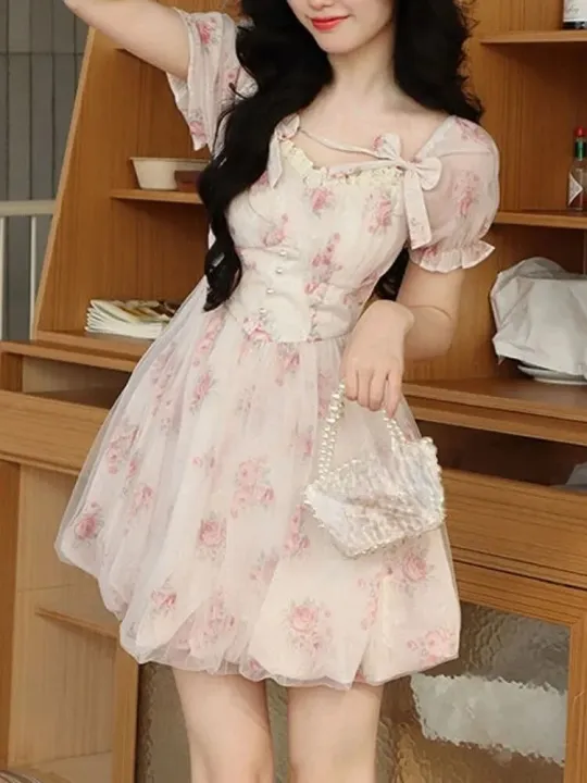 Summer%20Floral%20Sweet%20Mini%20Dress%20Women%20Print%20French%20Elegant%20Fairy%20Dress%20Female%20Korean%20Fashion%20Cute%20Party%20Mini%20Dress%20Summer%202023%20-%20Image%202