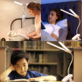 360° Flexible Table Lamp Double Head LED Clip lamp Study Reading Light Rechargeable Clamp Desk Light for Bedroom Office Dorm. 