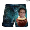 Nicolas Cage Funny Face Graphic Beach Shorts Men Cool 3D Printed Board Shorts Swimsuit Summer Hawaii Swim Trunks Kids Ice Shorts. 