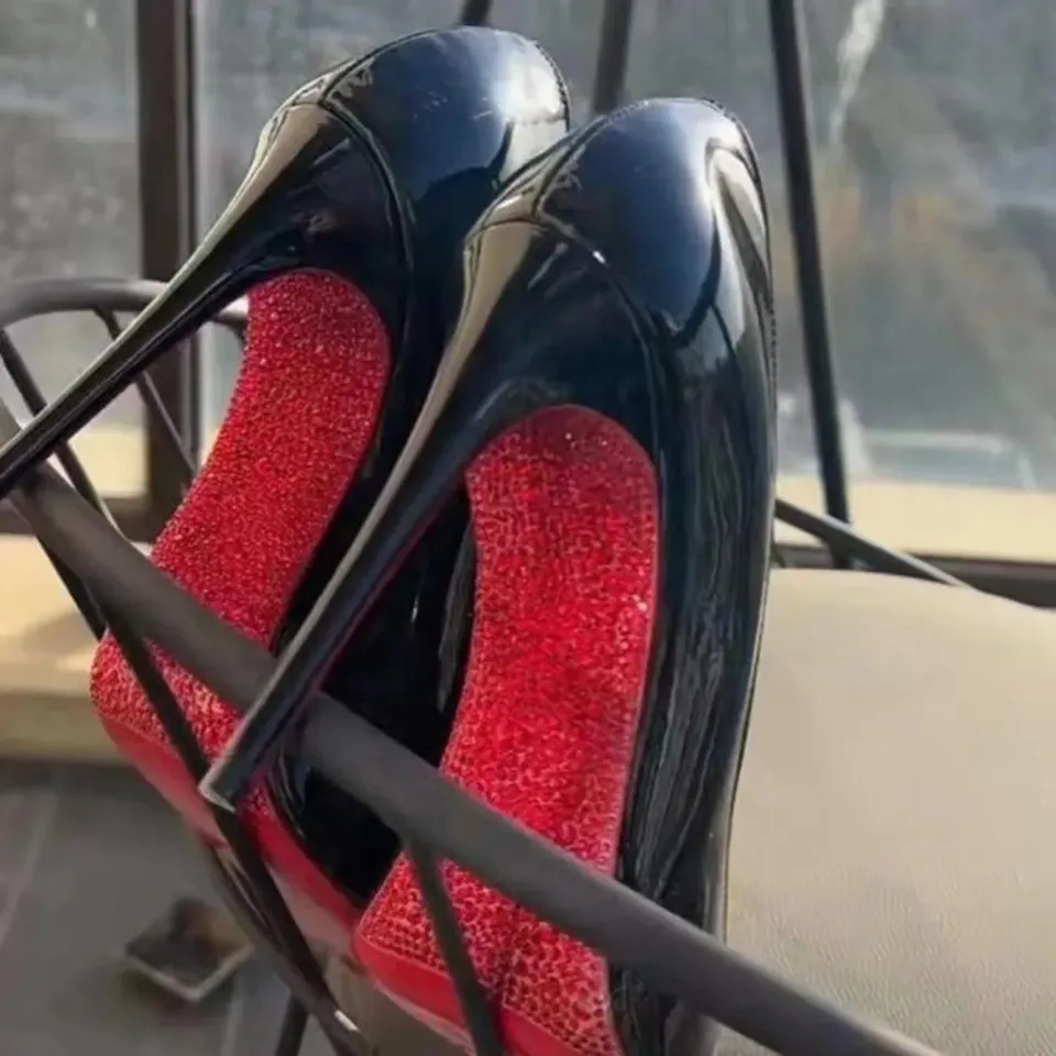 Women Pumps New High Heels Sole Rhinestones Red Bottom High Heels