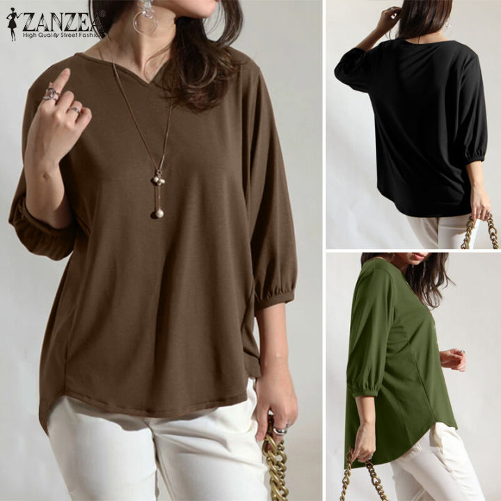 ZANZEA%20Women%20Office%20Ladies%20Work%20Solid%20Smoke%20Tops%20Elegant%20Commute%20Knitted%20Blouse%20#11%20-%20Image%205