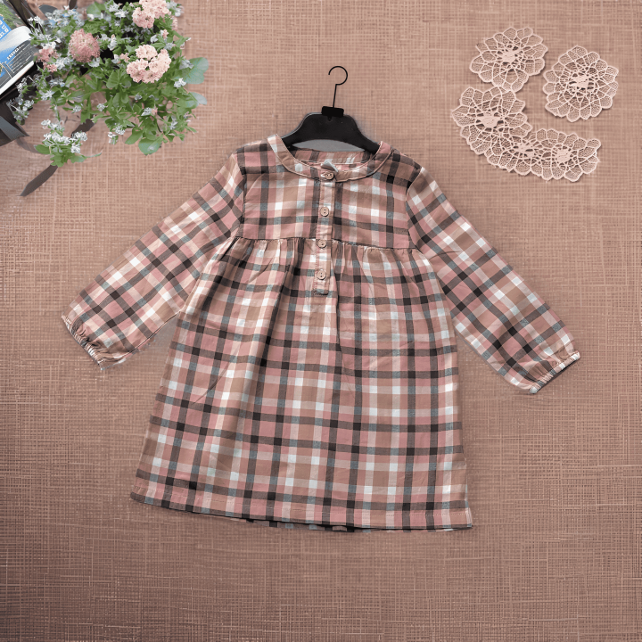 Comfortable Baby Girl Full Sleeve Winter Dress Warm Plaid Style for Ages 12 Months to 3 Years Daraz .bd