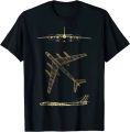 Tu-95 Russian Plane Warbird Blueprint Schematics Diagram Men T-Shirt Short Sleeve Casual Cotton O-Neck Summer Shirt.