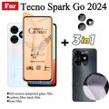 3 IN 1 Tecno Spark Go 2024 Ceramic Tempered Glass for Spark 20C/20 Camera Lens Glass Screen Protector and Back Film. 