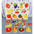 Wooden Vegetables And Fruits Puzzle. 