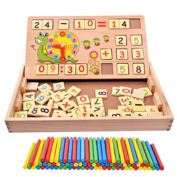 Wooden Montessori Educational Toys, Wooden Teaching Time Clock, Wooden  Number and Mathematical Intelligence Stick, Gifts for Children Kids  Preschool