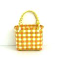 New Woven Bag Small Square Bag Plastic Vegetable Basket Bag Small Color Basket Photo Taking and Beach Bag Handbags for Women.