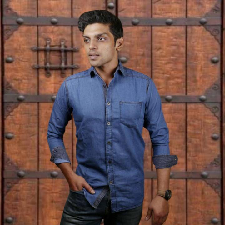 Slim-fit Soft Denim, Light Blue Solid-colour Long-sleeve Denim