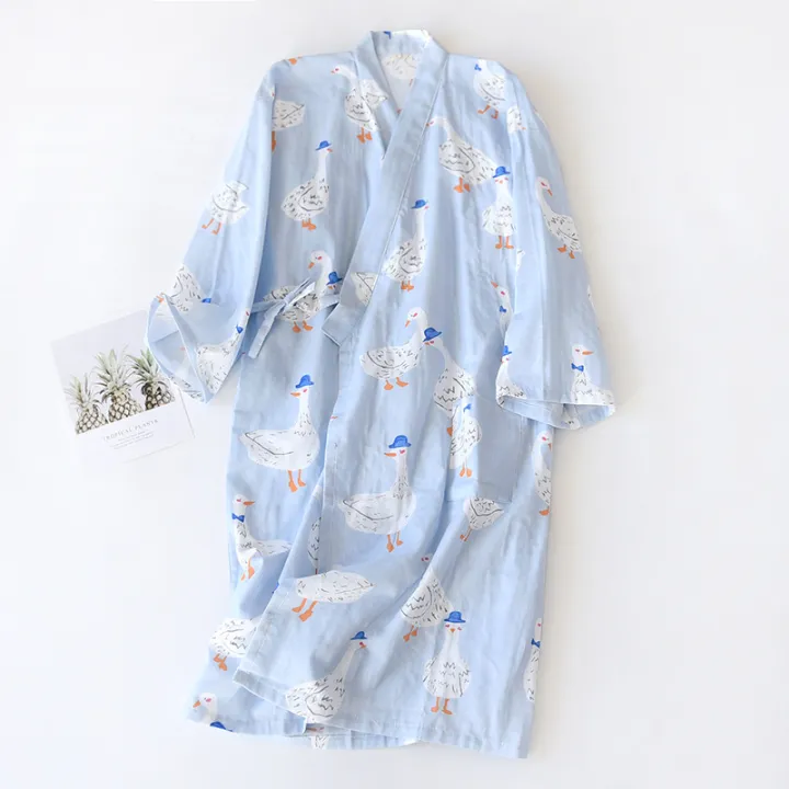 Japanese%20kimono%20spring%20and%20autumn%20new%20ladies%20night%20gown%20100%25%20cotton%20gauze%20robe%20pajamas%20flower%20love%20bathrobe%20mid-length%20home%20gown%20-%20Image%202