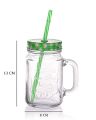 Clear Glass Jar with Lid and Straw hot Drinking Water Jars Cold Coffee Juice mug Glass Mason Jar (500 ml).