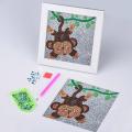 Rhinestone Painting Kit Shiny Cartoon Cute Monkey Pattern Simple Operation DIY 5D Art 17x17cm.