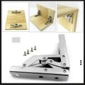 2PCS 90 Degree Self-Locking Folding Hinges Hole-free Hinge Table Legs Brackets 180 Degree Flat Spring Folding Hinge Hardware. 