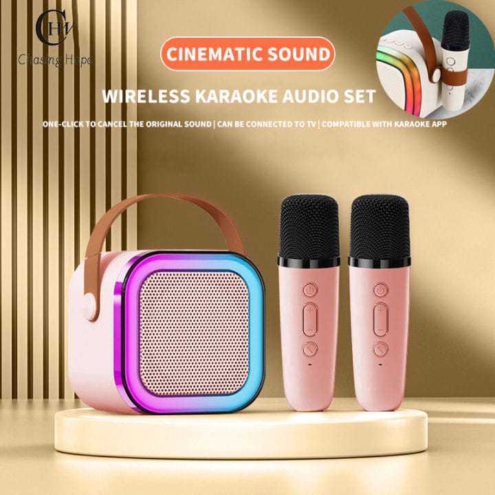 K12%20RGB%20Karaoke%20Wireless%20Bluetooth%20Speaker%20with%20Two%20Microphones,%208W%20Sound%20Power,%20Bluetooth%205.0%20Connectivity%20for%20Lecture%20Meeting%20Voice%20Box%20Mini%20Colorful%20Lights%20Audio%20Long%20Standby%20-%20Image%204
