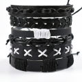 Vintage Leather Bracelet For Men Woven Set Ornament Bracelet Punk Style Men's Combo DIY Multi-layer Charm Bracelet Jewelry.
