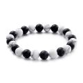 Natural Black White Pine Mixing Stone 8 mm Beaded Strand Bracelets For Men Women Red Pine Yoga Couple Jewelry.