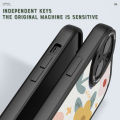 Hontinga for iPhone 14 Pro Max Back Cover PU Leather Beautiful Flowers Print Case Soft Silicone Edge Phone Cases.