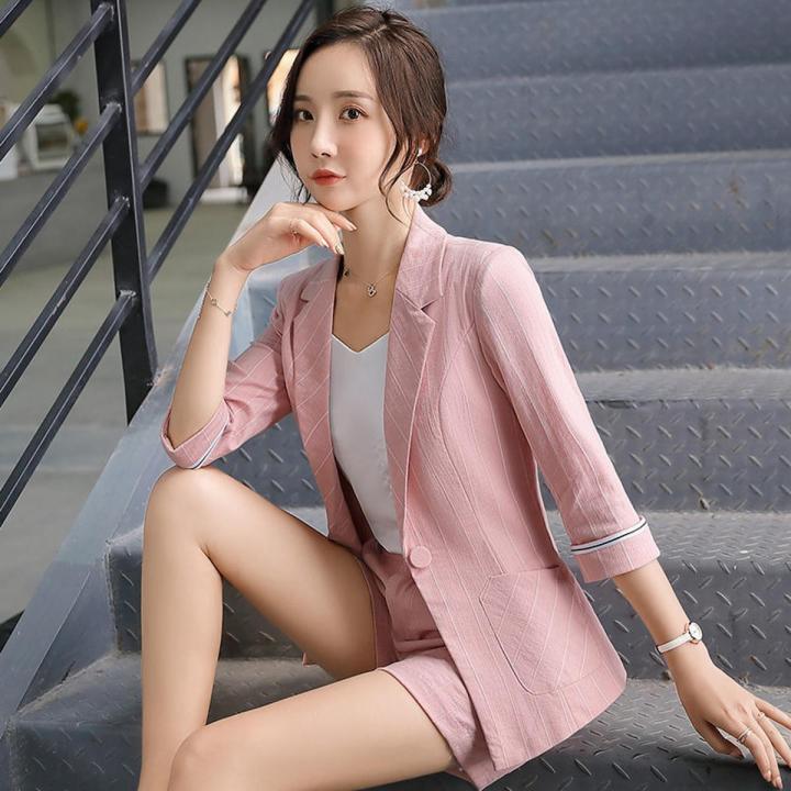 Small Suit Jacket Women's Suit Shorts Two-Piece Suit2023New Summer Fit Slim Fit Solid Color Suit Women's Clothing