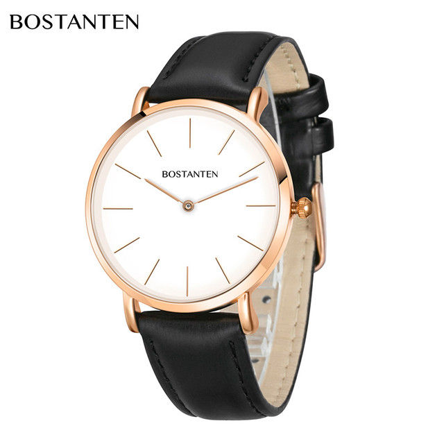 Bostanten Women's Wristwatch Very thin Ladies Fashion leather