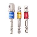 3PCS Socket Adapter Impact Set Hex Shank to 1/4 3/8 1/2 inch Colorful Extension Converter Impact Drill Bits Driver Hand Tools Turns Drill Into High Speed Nut Driver.