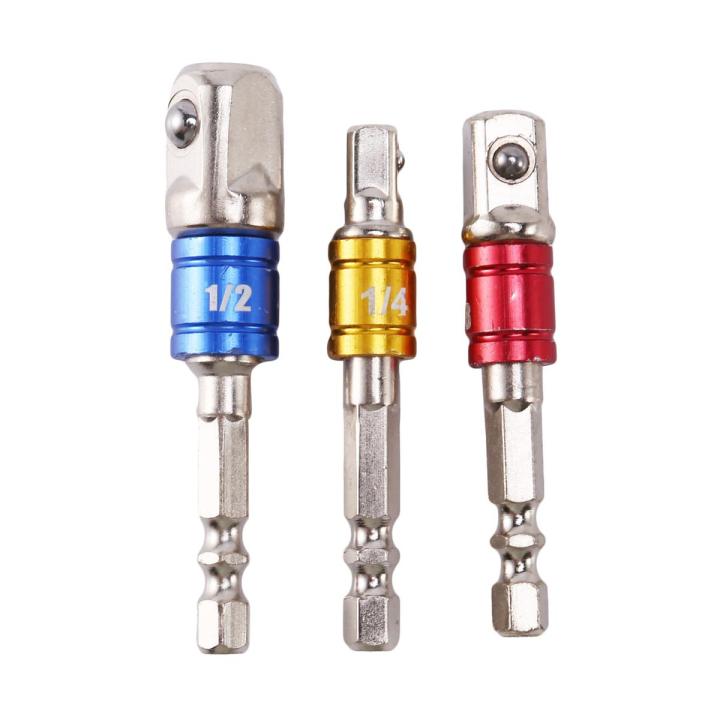 3PCS Socket Adapter Impact Set Hex Shank to 1/4 3/8 1/2 inch Colorful  Extension Converter Impact Drill Bits Driver Hand Tools Turns Drill Into  High