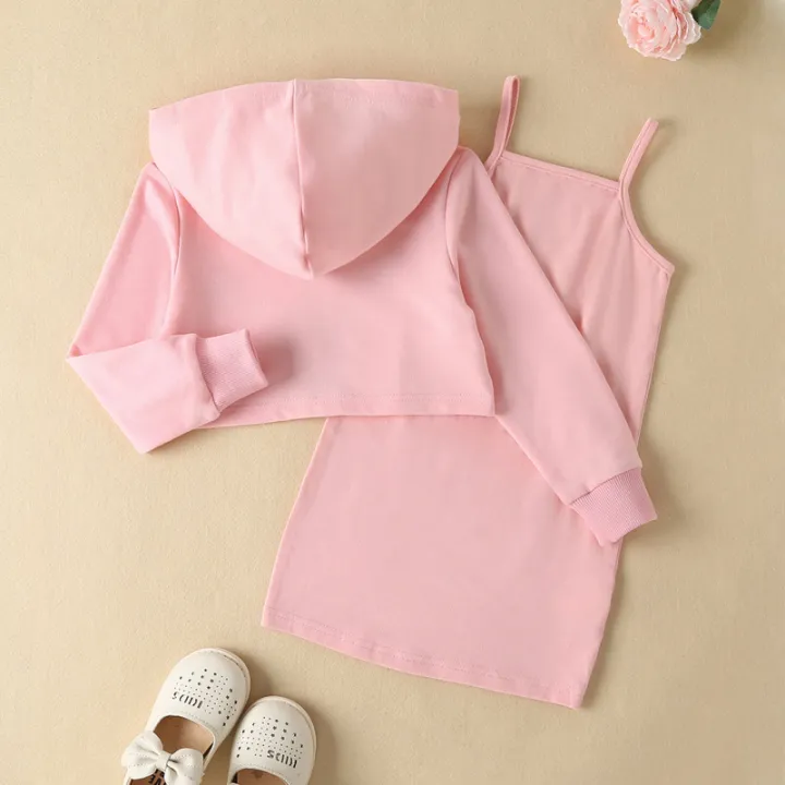 %E3%80%90Happy%20childhood%20memories%E3%80%91%EF%BC%88NEW%EF%BC%89Baby%20House%20Kid%20Girl%20Fall%202%20Pieces%20Outfits%20Sets,%20Letter%20Printed%20Long%20Sleeve%20Zipper%20Hoodies%20Coat%20%20%20Solid%20Color%20Spaghetti%20Straps%20Dress%20-%20Image%203