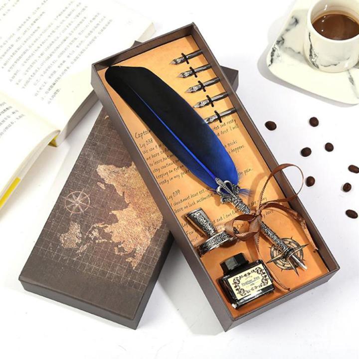 New 1 et Retro Writing Pen Vintage Calligraphy Feather Dip Pen Writing Ink et